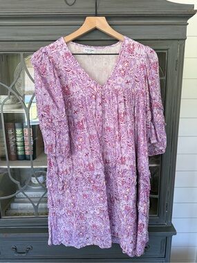 Olivia James Lavender Floral V-Neck Tiered Dress